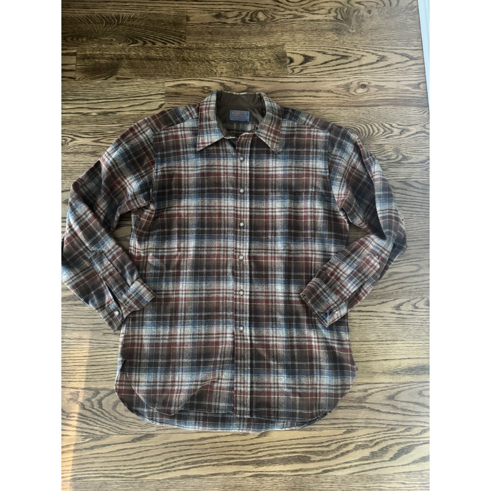 Vintage Pendleton Men's L 100% Virgin Wool Plaid Flannel Shirt Made USA